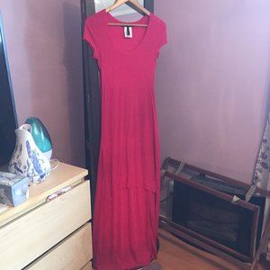 BCBG Maxazria Rib Knit High-Low Maxi Dress